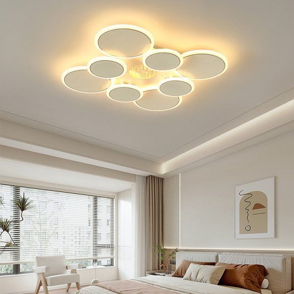 Contemporary Scandinavian Multiple Circle Iron Acrylic LED Semi-Flush Mount Ceiling Light For Bedroom - Image 2