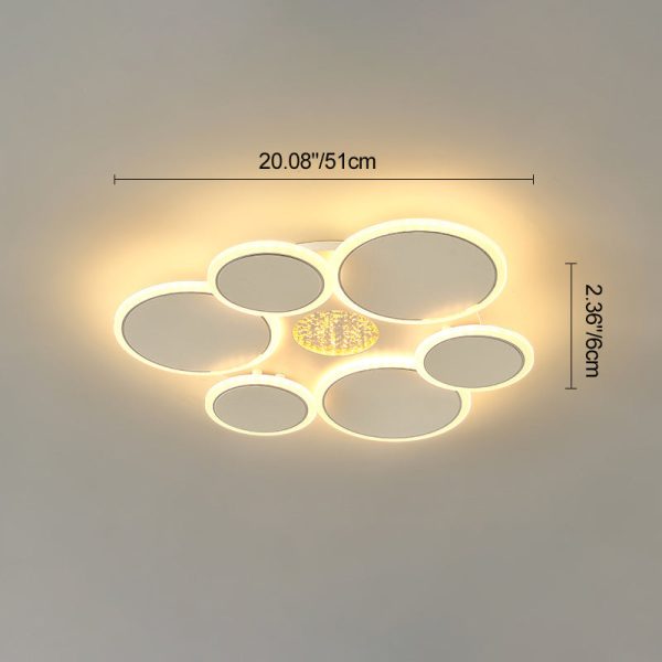 Contemporary Scandinavian Multiple Circle Iron Acrylic LED Semi-Flush Mount Ceiling Light For Bedroom - Image 4