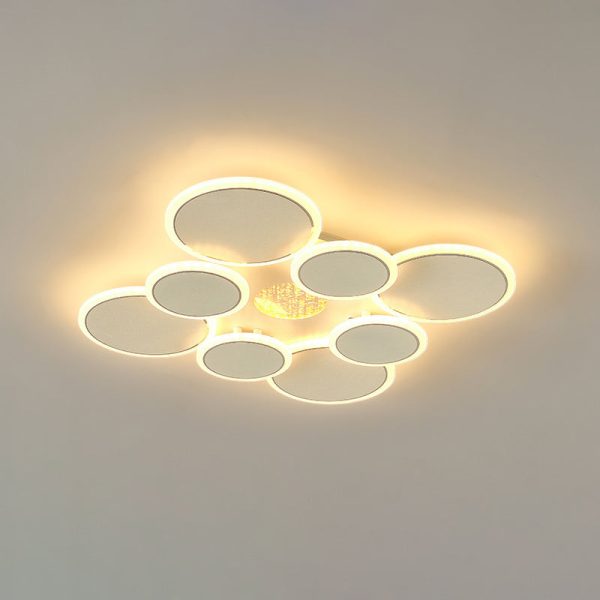 Contemporary Scandinavian Multiple Circle Iron Acrylic LED Semi-Flush Mount Ceiling Light For Bedroom - Image 12