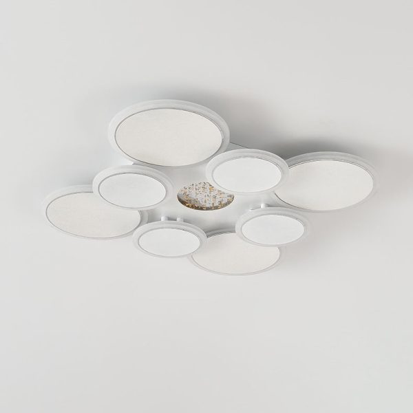 Contemporary Scandinavian Multiple Circle Iron Acrylic LED Semi-Flush Mount Ceiling Light For Bedroom - Image 16