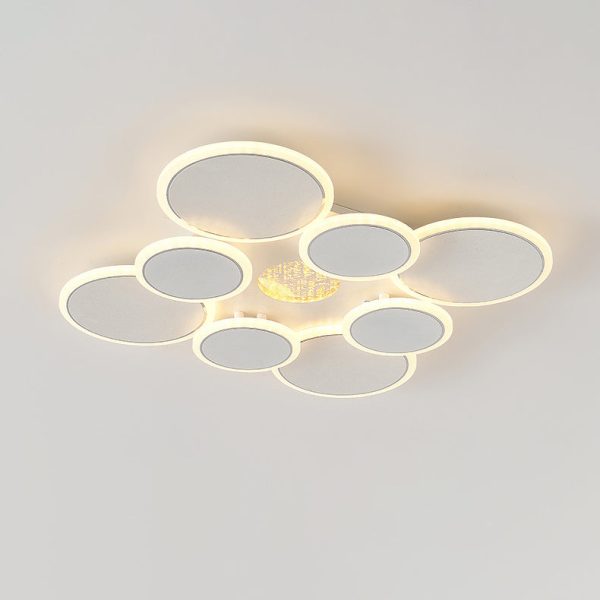 Contemporary Scandinavian Multiple Circle Iron Acrylic LED Semi-Flush Mount Ceiling Light For Bedroom - Image 15