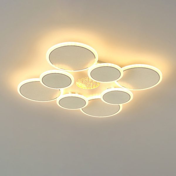 Contemporary Scandinavian Multiple Circle Iron Acrylic LED Semi-Flush Mount Ceiling Light For Bedroom - Image 10