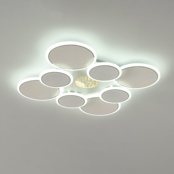 Contemporary Scandinavian Multiple Circle Iron Acrylic LED Semi-Flush Mount Ceiling Light For Bedroom - Image 14