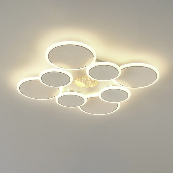 Contemporary Scandinavian Multiple Circle Iron Acrylic LED Semi-Flush Mount Ceiling Light For Bedroom - Image 13