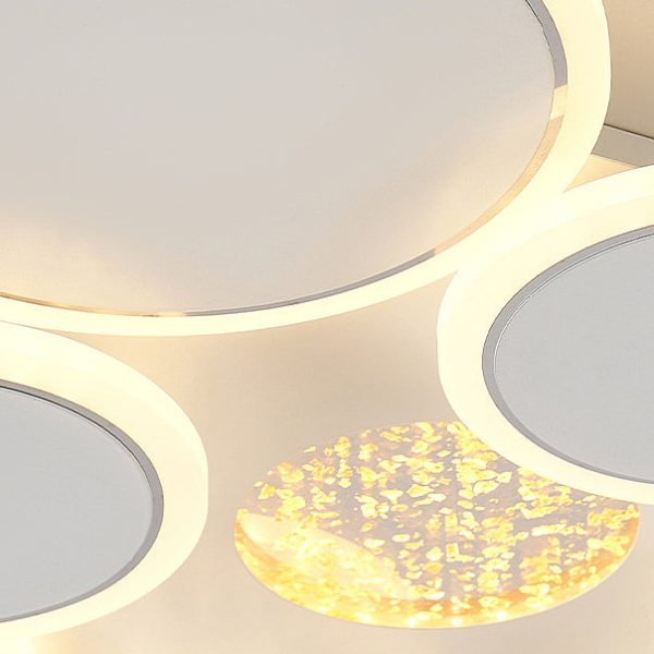 Contemporary Scandinavian Multiple Circle Iron Acrylic LED Semi-Flush Mount Ceiling Light For Bedroom - Image 8