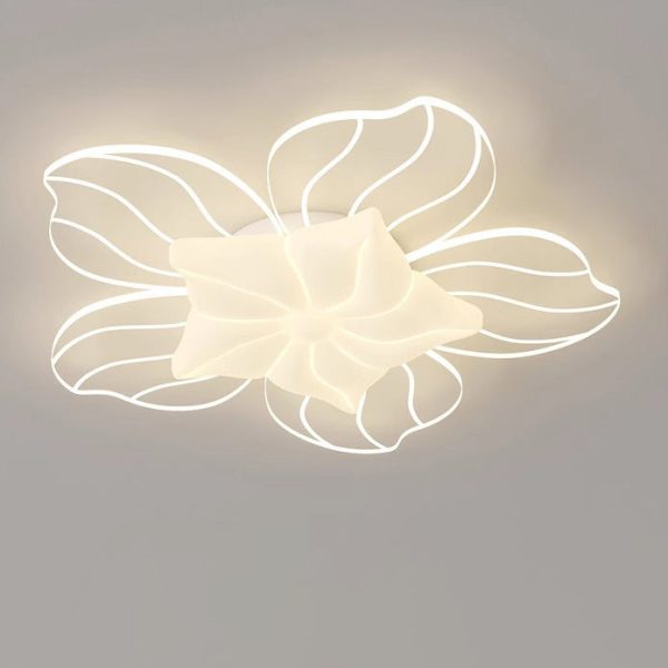 Modern Simplicity Flower Metal Acrylic LED Semi-Flush Mount Ceiling Light For Bedroom - Image 19