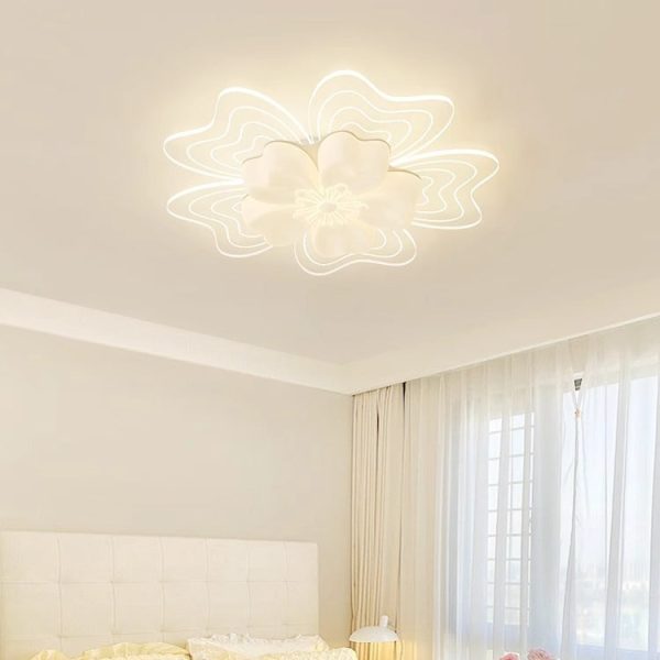Modern Simplicity Flower Metal Acrylic LED Semi-Flush Mount Ceiling Light For Bedroom - Image 13