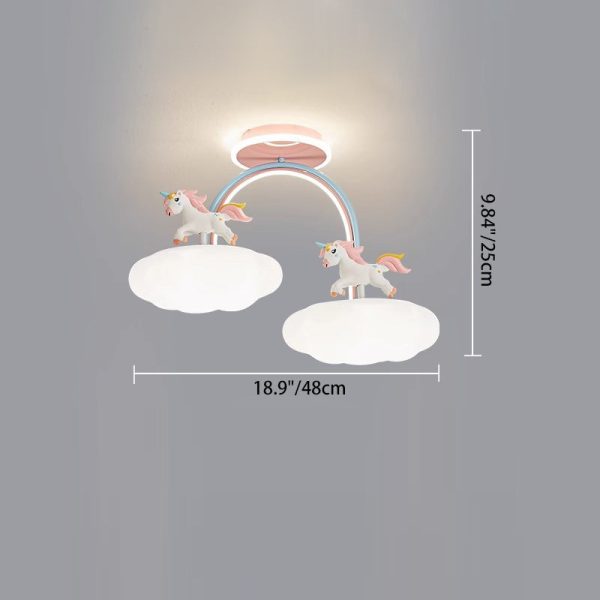 Contemporary Creative Kids Pony Iron Resin Acrylic LED Semi-Flush Mount Ceiling Light For Bedroom - Image 4