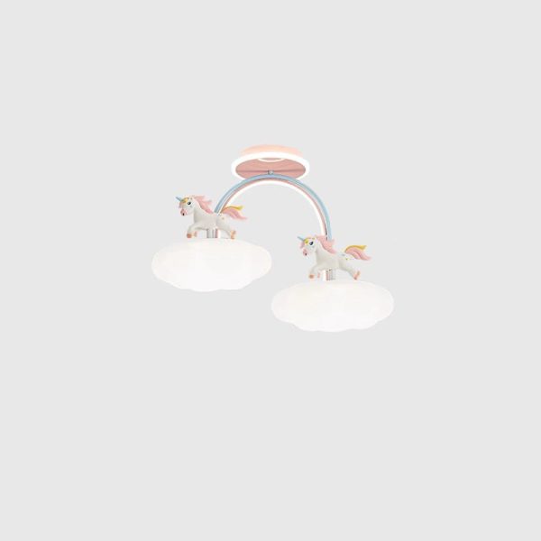 Contemporary Creative Kids Pony Iron Resin Acrylic LED Semi-Flush Mount Ceiling Light For Bedroom - Image 16