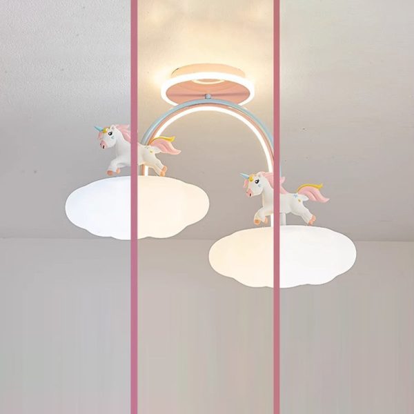 Contemporary Creative Kids Pony Iron Resin Acrylic LED Semi-Flush Mount Ceiling Light For Bedroom - Image 13