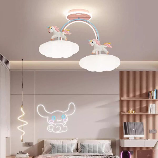 Contemporary Creative Kids Pony Iron Resin Acrylic LED Semi-Flush Mount Ceiling Light For Bedroom - Image 3