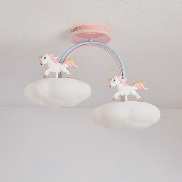 Contemporary Creative Kids Pony Iron Resin Acrylic LED Semi-Flush Mount Ceiling Light For Bedroom - Image 15