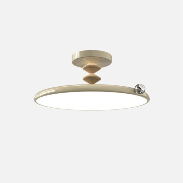 Contemporary Retro Round Iron PVC LED Semi-Flush Mount Ceiling Light For Bedroom - Image 18