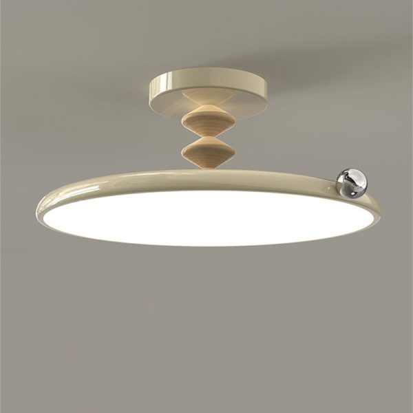 Contemporary Retro Round Iron PVC LED Semi-Flush Mount Ceiling Light For Bedroom - Image 16