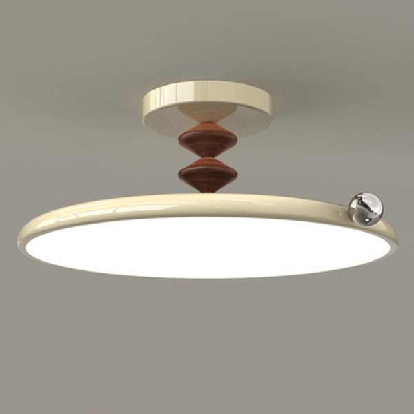 Contemporary Retro Round Iron PVC LED Semi-Flush Mount Ceiling Light For Bedroom - Image 14