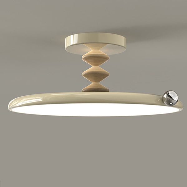 Contemporary Retro Round Iron PVC LED Semi-Flush Mount Ceiling Light For Bedroom - Image 15