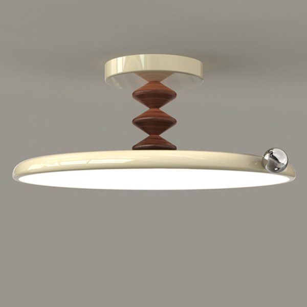 Contemporary Retro Round Iron PVC LED Semi-Flush Mount Ceiling Light For Bedroom - Image 13