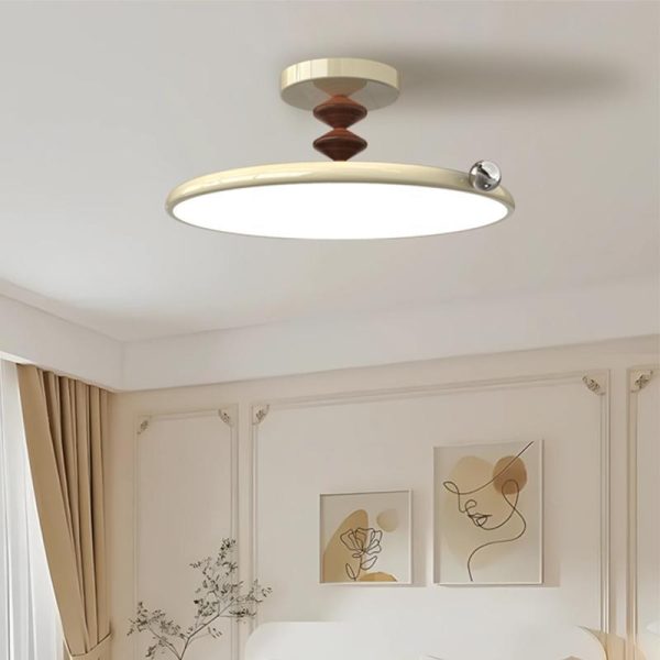 Contemporary Retro Round Iron PVC LED Semi-Flush Mount Ceiling Light For Bedroom - Image 9