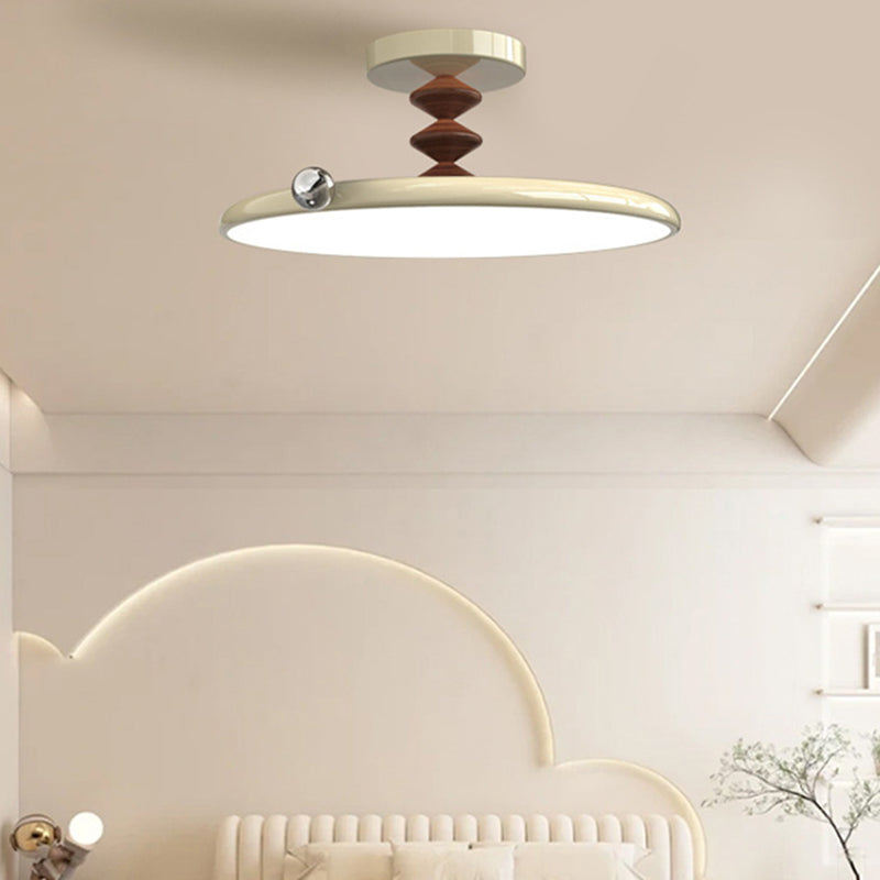 BS-Lighting-LP01520-5.jpg Contemporary Retro Round Iron PVC LED Semi-Flush Mount Ceiling Light For Bedroom - Image 1