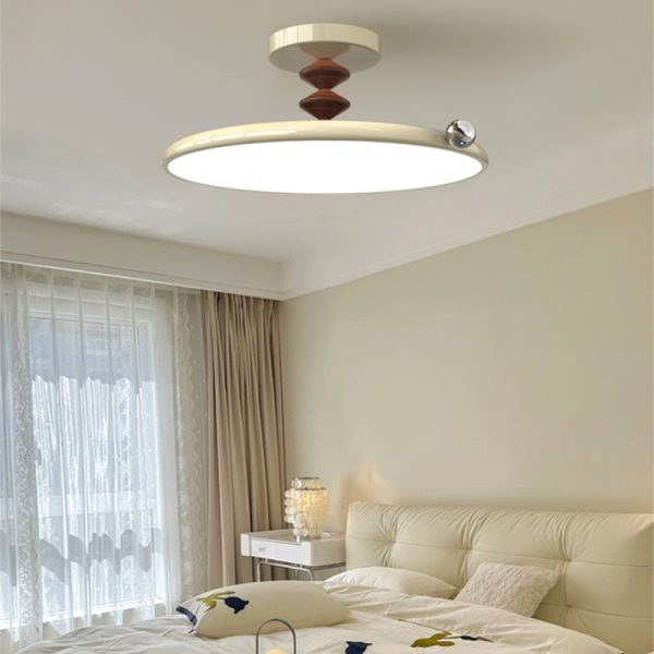 Contemporary Retro Round Iron PVC LED Semi-Flush Mount Ceiling Light For Bedroom - Image 10
