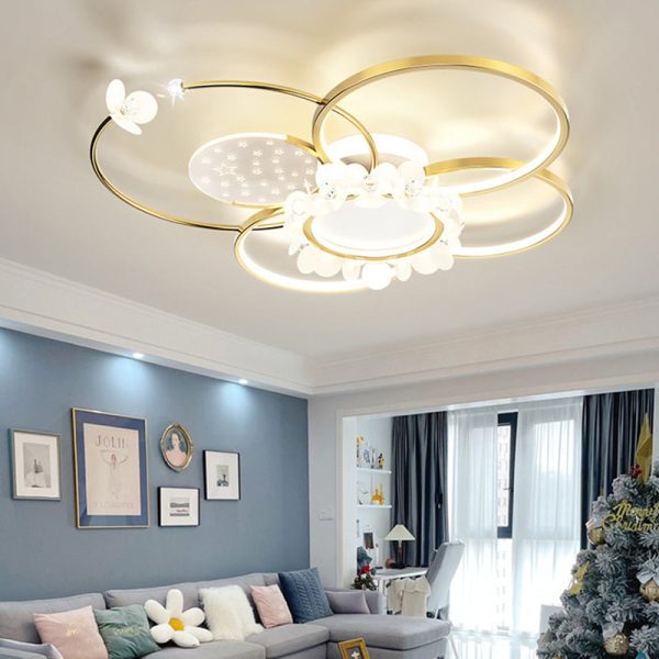 Modern Luxury Circle Iron Crystal Acrylic LED Semi-Flush Mount Ceiling Light For Living Room - Image 14