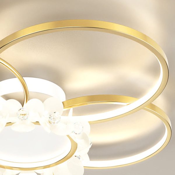 Modern Luxury Circle Iron Crystal Acrylic LED Semi-Flush Mount Ceiling Light For Living Room - Image 8