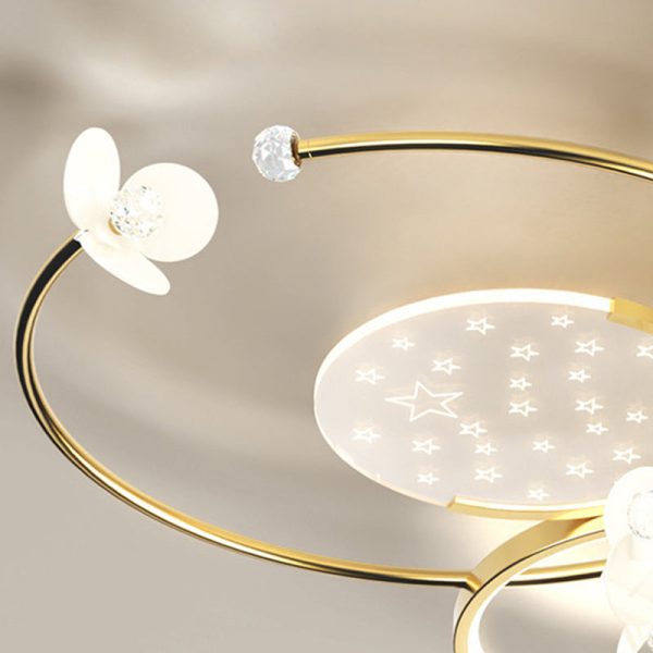 Modern Luxury Circle Iron Crystal Acrylic LED Semi-Flush Mount Ceiling Light For Living Room - Image 7