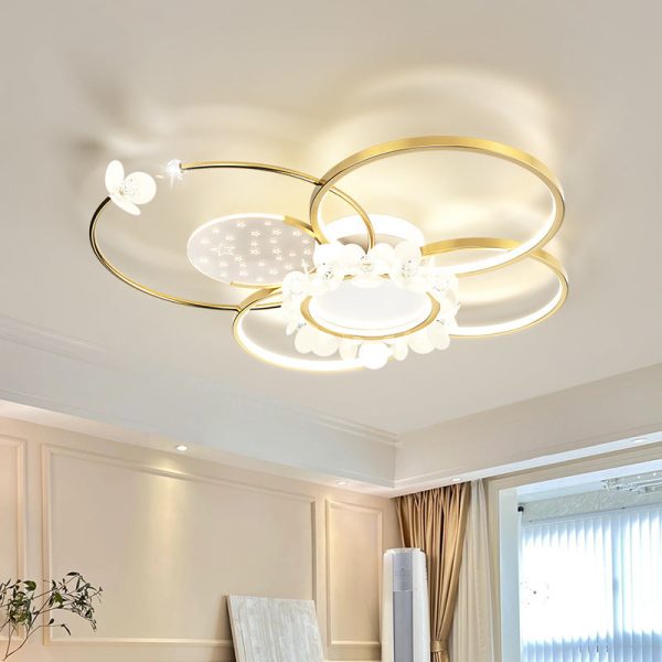 Modern Luxury Circle Iron Crystal Acrylic LED Semi-Flush Mount Ceiling Light For Living Room - Image 11