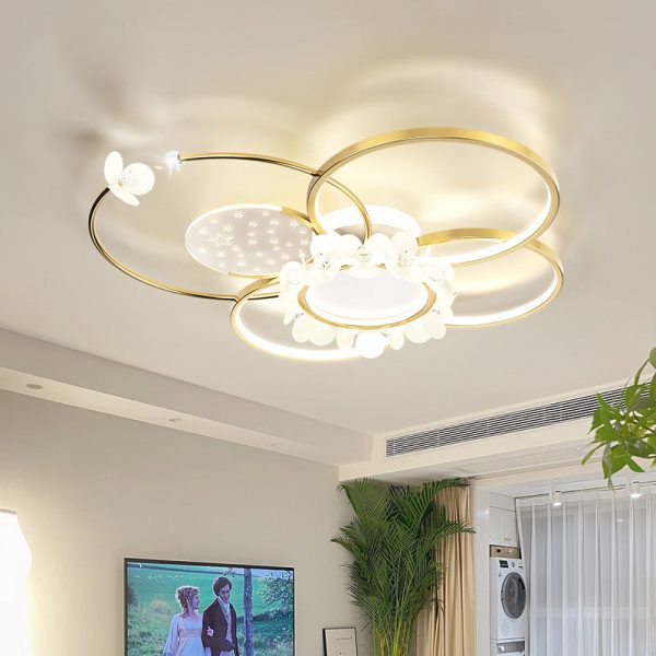 Modern Luxury Circle Iron Crystal Acrylic LED Semi-Flush Mount Ceiling Light For Living Room - Image 12