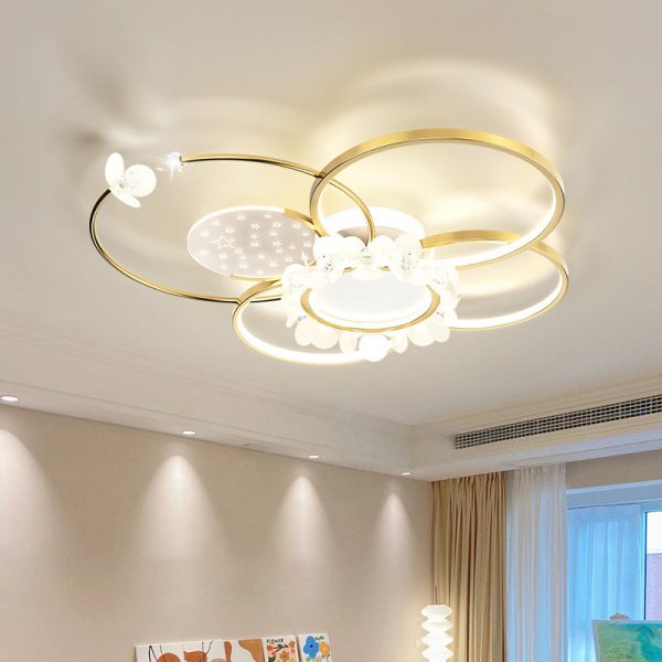 Modern Luxury Circle Iron Crystal Acrylic LED Semi-Flush Mount Ceiling Light For Living Room - Image 13