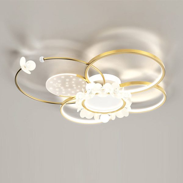 Modern Luxury Circle Iron Crystal Acrylic LED Semi-Flush Mount Ceiling Light For Living Room - Image 17