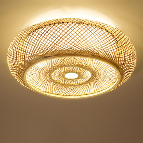 Traditional Farmhouse Round Wood 3-Light Flush Mount Ceiling Light For Living Room - Image 8