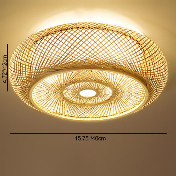 Traditional Farmhouse Round Wood 3-Light Flush Mount Ceiling Light For Living Room - Image 4