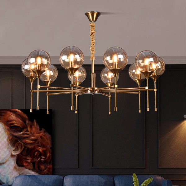 Modern Transitional Elegance Sphere Glass Iron 6/8 Light Chandelier For Living Room - Image 2