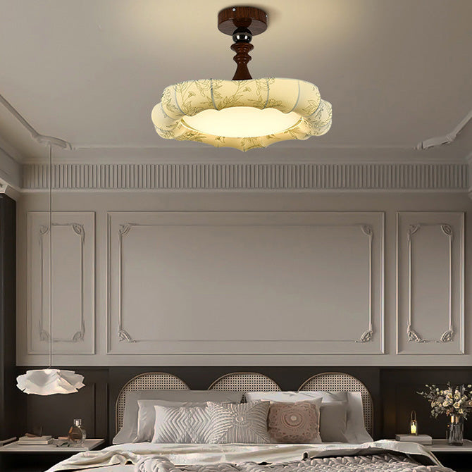 BS-Lighting-LP01748-13.jpg Traditional French Floral Fabric Shade Iron LED Dimmable Semi-Flush Mount Ceiling Light For Bedroom - Image 1
