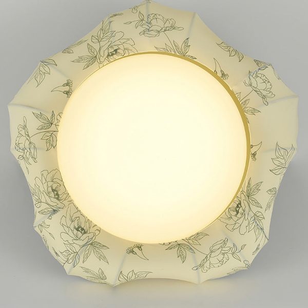 Traditional French Floral Fabric Shade Iron LED Dimmable Semi-Flush Mount Ceiling Light For Bedroom - Image 6