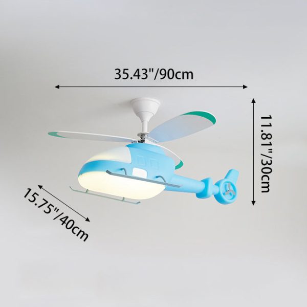 Modern Minimalist Kids Cartoon Airplane Semi-Flush Mount Ceiling Fan Light Iron Acrylic For Children's Room - Image 4