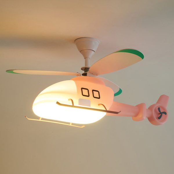 Modern Minimalist Kids Cartoon Airplane Semi-Flush Mount Ceiling Fan Light Iron Acrylic For Children's Room - Image 9