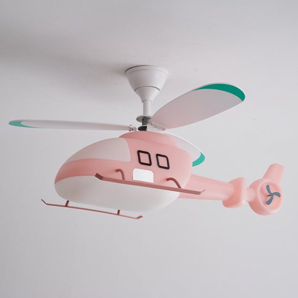 Modern Minimalist Kids Cartoon Airplane Semi-Flush Mount Ceiling Fan Light Iron Acrylic For Children's Room - Image 10
