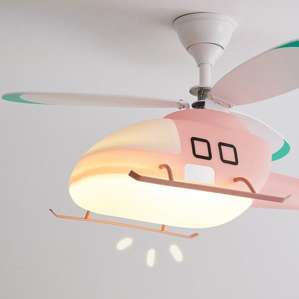 Modern Minimalist Kids Cartoon Airplane Semi-Flush Mount Ceiling Fan Light Iron Acrylic For Children's Room - Image 11