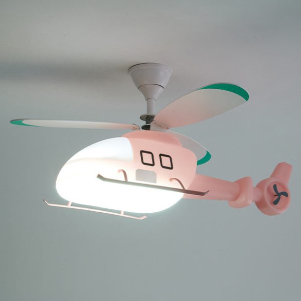 Modern Minimalist Kids Cartoon Airplane Semi-Flush Mount Ceiling Fan Light Iron Acrylic For Children's Room - Image 20