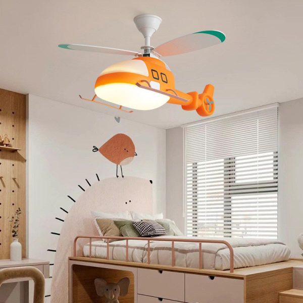 Modern Minimalist Kids Cartoon Airplane Semi-Flush Mount Ceiling Fan Light Iron Acrylic For Children's Room - Image 13