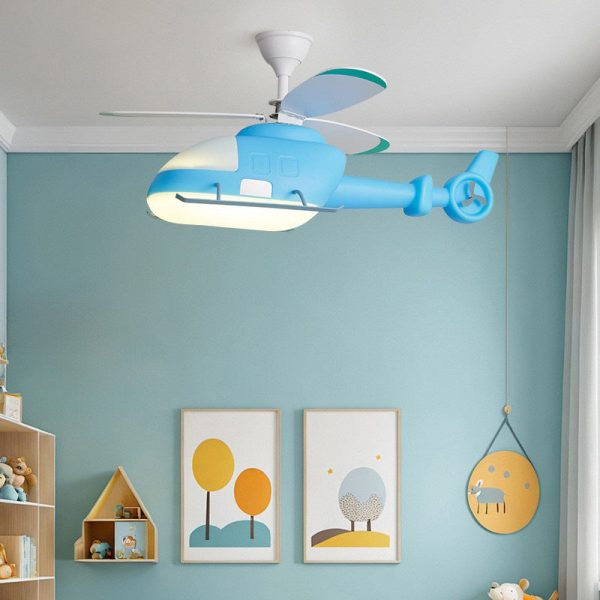 Modern Minimalist Kids Cartoon Airplane Semi-Flush Mount Ceiling Fan Light Iron Acrylic For Children's Room - Image 14