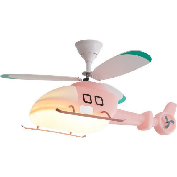 Modern Minimalist Kids Cartoon Airplane Semi-Flush Mount Ceiling Fan Light Iron Acrylic For Children's Room - Image 21