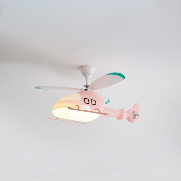 Modern Minimalist Kids Cartoon Airplane Semi-Flush Mount Ceiling Fan Light Iron Acrylic For Children's Room - Image 17