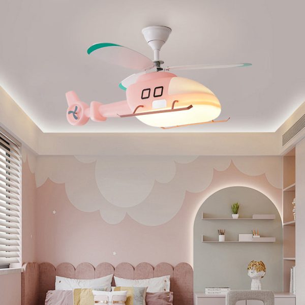 Modern Minimalist Kids Cartoon Airplane Semi-Flush Mount Ceiling Fan Light Iron Acrylic For Children's Room - Image 8