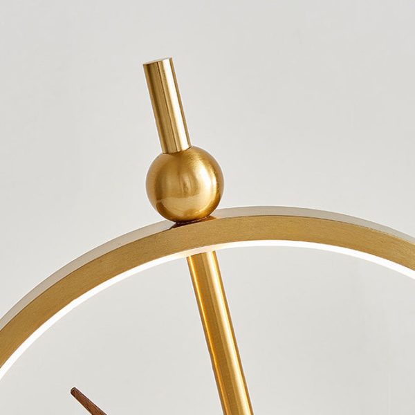 Contemporary Creative Clock Round Aluminum Acrylic Table Lamp With Solid Wood Base LED For Bedroom - Image 5