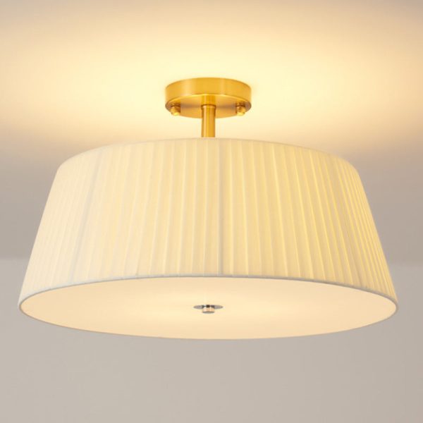 Contemporary Scandinavian Tapered Fabric Shade Iron Acrylic 3/5 Light Semi-Flush Mount Ceiling Light For Bedroom - Image 17