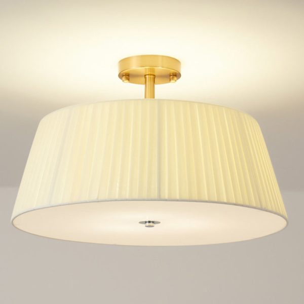 Contemporary Scandinavian Tapered Fabric Shade Iron Acrylic 3/5 Light Semi-Flush Mount Ceiling Light For Bedroom - Image 18