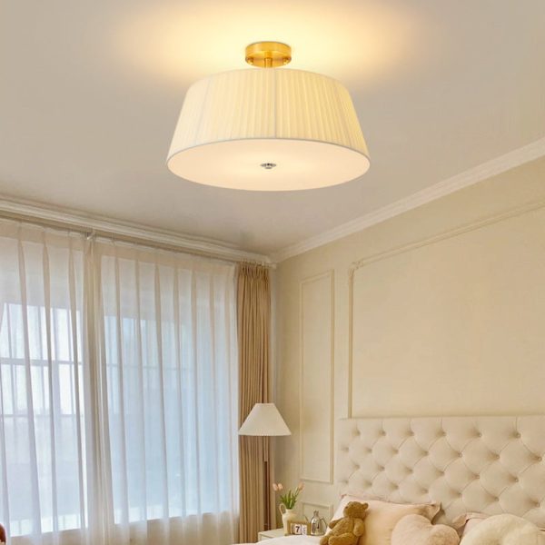 Contemporary Scandinavian Tapered Fabric Shade Iron Acrylic 3/5 Light Semi-Flush Mount Ceiling Light For Bedroom - Image 12